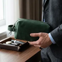 Шкіряна косметичка унісекс Grande Pelle 11572 зелений - мініатюра 2