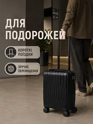 Дорожня валіза на коліщатках 40×30×20 см для ручної поклажі з телескопічною ручкою та кодовим замком, чорна (49676346) - мініатюра 8