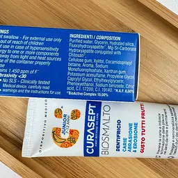 Набір Curasept Biosmalto Junior від 7 до 14 років (зубна паста 75 мл + зубна щітка) - мініатюра 2