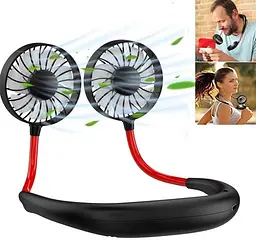 Вентилятор на шию портативний No Brand Neck Fan SN з акумулятором Чорний (2104618574) - мініатюра 6