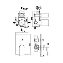 Змішувач для душу Paffoni Tilt з металевою накладкою white matt TI015BO/M, Білий матовий - мініатюра 2