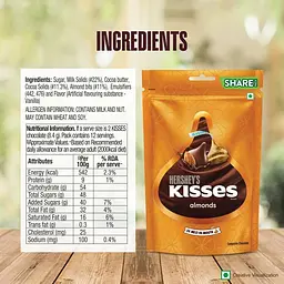 Шоколадні цукерки Hershey's Kisses Almonds Chocolate з мигдалем 100.8г - мініатюра 5