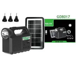 Портативна сонячна станція 5000 мА·год GDLITE GD8017 MK II + 3 лампочки / Акумуляторний аварійний ліхтар - мініатюра 3