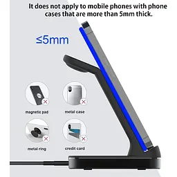 Бездротовий зарядний пристрій Boaraino W15 3 в 1 для iPhone 13/13 Mini/13 Pro/13 Pro Max/12/11/X/8, Apple Watch 7/SE/6 - мініатюра 6