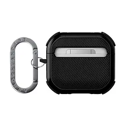 Чохол для навушників Apple AirPods 4, чорний, Panzer, протиударний захисний кейс з TPU та полікарбонату, посилені стінки, захист від подряпин, пилу та ударів, легкий та компактний, з карабіном для кріплення, ArmorStandart (ARM82552) - мініатюра 2