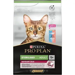 Сухий корм для стерилізованих кішок Purina Pro Plan Sterilised Adult 1+ Savoury Duo з тріскою та фореллю 3 кг