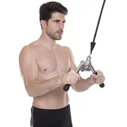 Ручка для верхньої тяги York Fitness V-подібна на трицепс з обертовим підвісом та гумовими рукоятками, хром - мініатюра 10