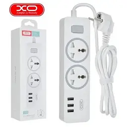Мережевий фільтр XO WL04 подовжувач 2 розетки 3 USB 1.8 м білий - мініатюра 3