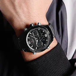 Наручний годинник чоловічий NaviForce Aviator Чорний (3531) - мініатюра 3