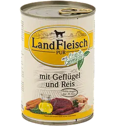 Консерви для собак LandFleisch Adult Dog mit Geflugel und Reis (птах, рис) 400 г