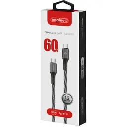 Дата кабель USB-C to USB-C 1.2m CBGPD60WTT1 60W grey Intaleo (1283126518096) - мініатюра 2