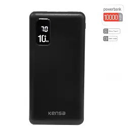 Павербанк на 10000 mAh чорний переносна зарядка для телефону Power Bank 2.1А Kensa KP-64 - мініатюра 2
