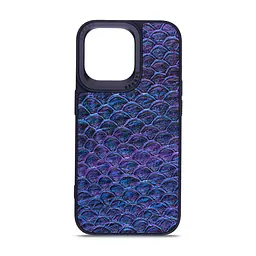 Кожаный чехол для Apple iPhone 15 Pro Max, Harder Virgin Mermaid, синий, термополиуретан ТПУ + экокожа с морской чешуйчатой текстурой, панель, защита корпуса, противоударный, микрофибра, рамка вокруг камеры, защита всего корпуса, (ARM76823)