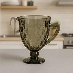 Глечик для напоїв 1 л фігурний гранований із товстого скла, зелений TS Kitchen HP038GR - мініатюра 3