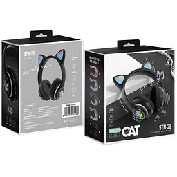 Навушники бездротові Cat Rainbow LED ear STN-28 котячі вушка Bluetooth 5.0 з картою пам'яті та FM - мініатюра 2