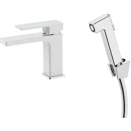 Змішувач для раковини Qtap Gemini (з гігієнічним душем) QTGEM272CRW45691 Chrome/White
