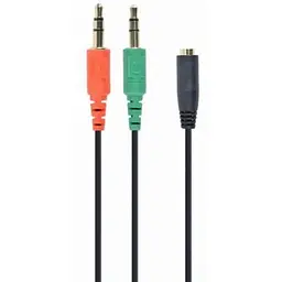 Кабель-перехідник звуковий Cablexpert 3.5 мм 4-pin F - 2x3.5 мм M 20 см чорний (CCA-418)