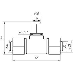 Трійник проміжний APE 731 L 26x20x26 000000889 - мініатюра 3