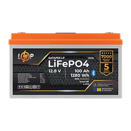 Акумулятор LP LiFePO4 12,8V - 100 Ah (1280Wh) (BMS 100A/50А) пластик LCD Smart BT