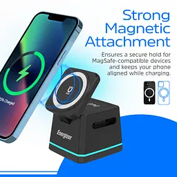Зарядний пристрій 15W 3-in-1 Magnetic Wireless Fast Charger black Energizer - мініатюра 6