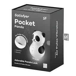 Вакуумний стимулятор клітора із вібрацією Satisfyer Pocket Panda чорно-білий - мініатюра 7