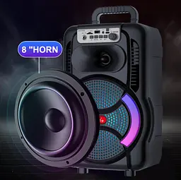 Портативна колонка Sing-e ZQS-8166 з мікрофонам та пультом Акустична система RGB підсвічування Чорний 200 Вт - мініатюра 5