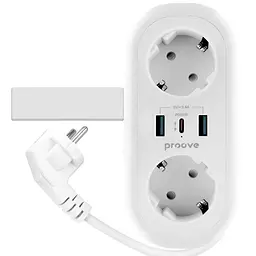 Мережевий фільтр Proove Supercoil 20W (2xAC + Type-C + 2xSB) 1.5m white (PSPS25002102) - мініатюра 3