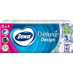 Уцінка. Хусточки носові  Zewa Deluxe Design тришарові 10 п x 10 шт.