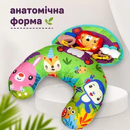 Розвиваюча подушка килимок 2 в 1 Ведмедик для малюка Сolombokid м'який на підлогу з брязкальцями музичний, подушка для підтримки немовляти на підлозі - мініатюра 5