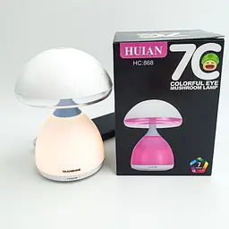 Дитячий нічник лампа Грибок 7 LED кольорів акумуляторний USB світильник іграшка HUIAN 7C LAMP HC-868 білий - мініатюра 14