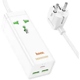 Мережевий фільтр HOCO AC9A на 1 розетку + 2 USB + USB-C, 30W, 220В, кабель 1.5 м, White, Box - мініатюра 2