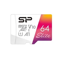 Карта пам'яті microSDXC, 64Gb, Elite Colorful, Class10 UHS-I U1 A1 V10 Silicon Power teh0028476