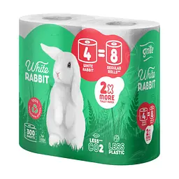 Туалетний папір Grite White Rabbit 3 шари 300 відривів 4 рулони (4770023351934)