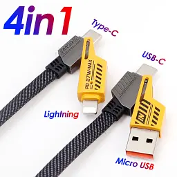 Кабель для швидкої зарядки 4 в 1 PD 60W шнур трансформер для зарядки гаджетів 1,5 метра - мініатюра 2