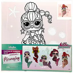 Картина за номерами з фарбами металік "L.O.L. Surprise! Mermaids. Neon QT" 40х40 см - мініатюра 2