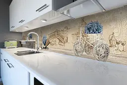 Кухонний фартух вінтажна архітектура вінілова наклейка ПВХ Рим Париж Бежевий 60х200 см Happy Pocket Z180627 - мініатюра 6