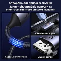 Відеокабель UGREEN CM556 USB-C - DisplayPort 1.4 8K 60 Гц 2 м сіро-чорний (25158) - мініатюра 6