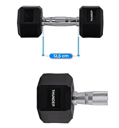 Гантель шестигранна Thunder 7,5 кг (HEXAGONAL-DUMBBELLS-7,5KG) - мініатюра 6