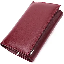 Симпатичний жіночий гаманець у три складання з натуральної шкіри ST Leather 19470 бордовий - мініатюра 5