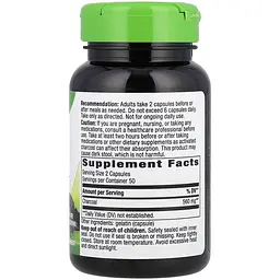 Активоване вугілля Nature's Way Charcoal Activated 560 мг 100 капсул - мініатюра 2