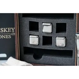 Сталеві кубики для віскі Whiskey Stones у дерев'яній коробці - 6 кубиків для охолодження віскі - мініатюра 6