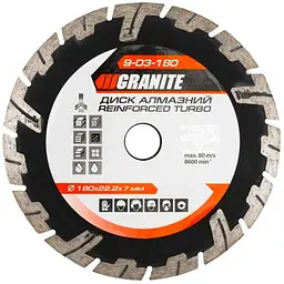 Диск відрізний алмазний MasterTool по бетону кераміці граніту Granite 180 мм турбо посилений