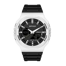 Наручний годинник чоловічий 6016 White-Black Sanda acs0030954