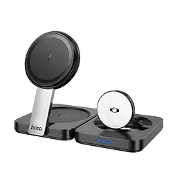 Бездротовий індукційний зарядний пристрій Hoco CQ11 3-in-1 MagSafe 15W Black (35188_3345262)