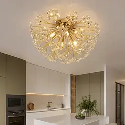Велика золота стельова люстра з прозорими кристалами Artlight 21624-550GD