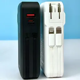 Акумулятор зовнішній Hoco J126 Travel 22.5 W з вбудованим кабелем (US/EU) 10000 mAh білий - мініатюра 5