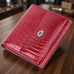 Фактурний жіночий гаманець із натуральної шкіри ST Leather 22705 червоний - мініатюра 1