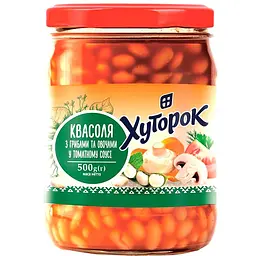 Квасоля Хуторок з грибами та овочами в томатному соусі стерилізована 500 г