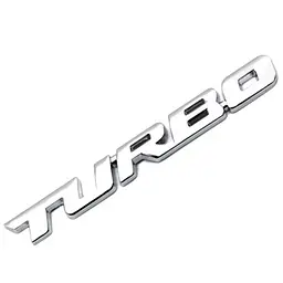 Емблема напис TURBO 97х11 мм Хром метал на скотчі (Завод)