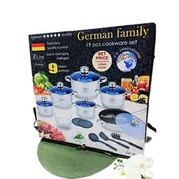 Набір посуду 18 предметів German Family GF-2054 з нержавіючої сталі 9 сріблястий шар дно (GF-2054_2255) - мініатюра 6